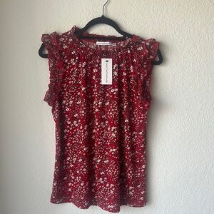 Knox Rose Red Ruffled Fitted Blouse